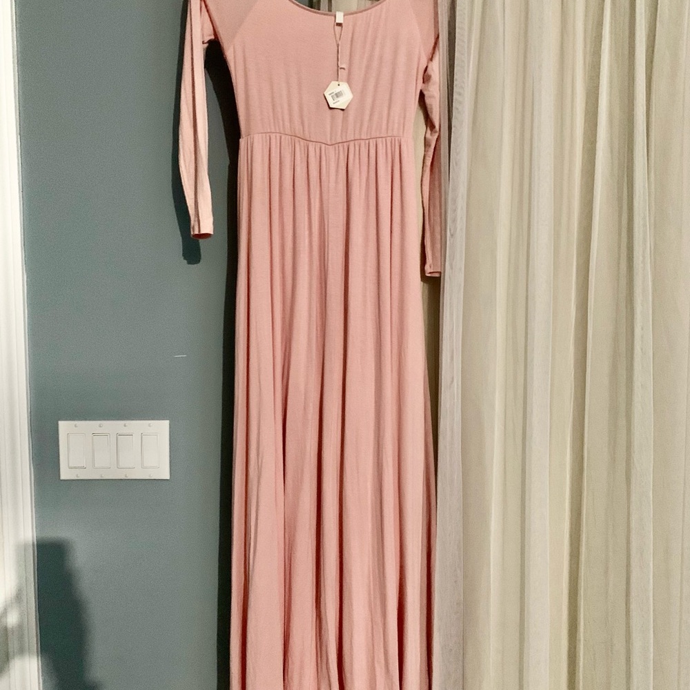 Pink Blush off the shoulder Maternity Dress